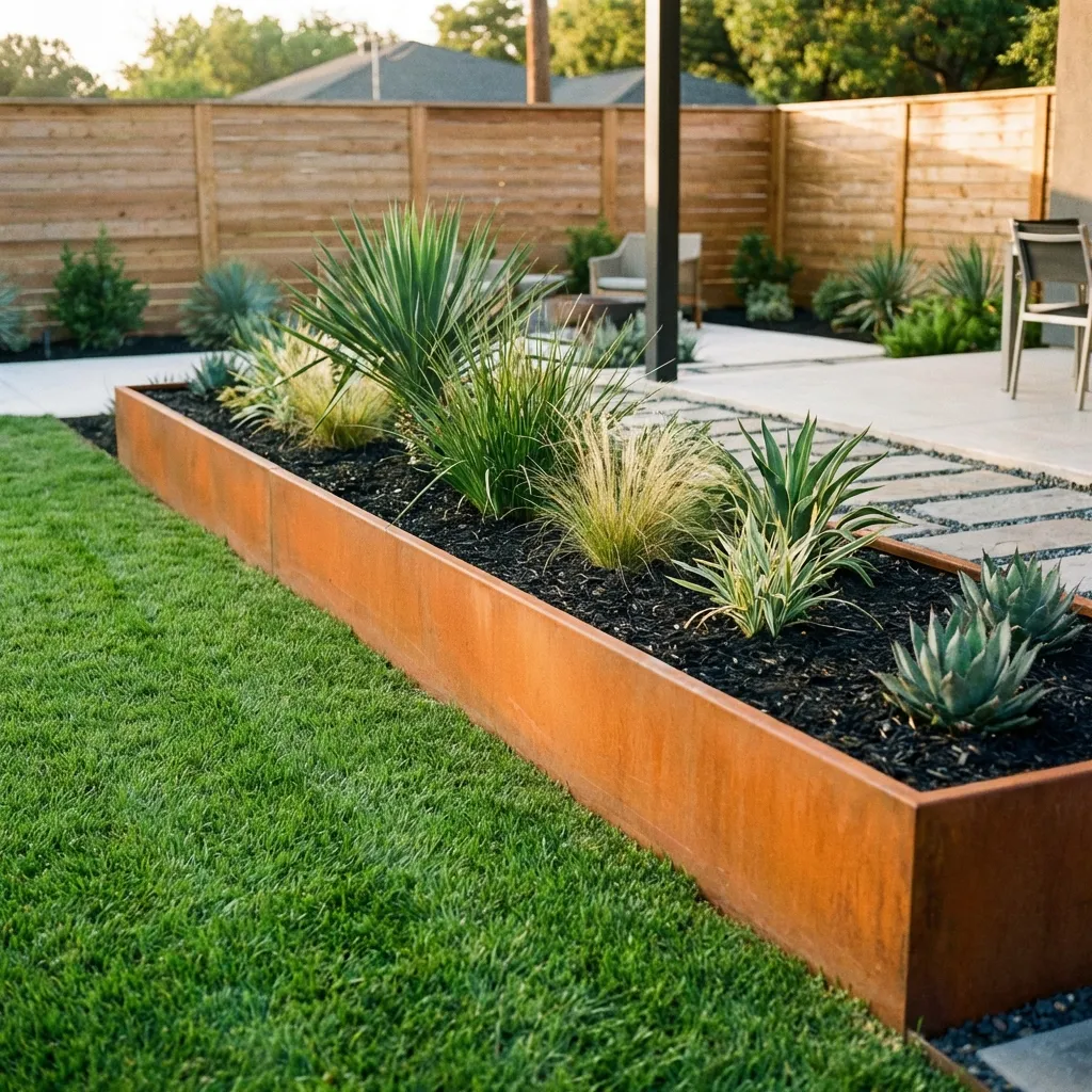 Professionally installed Corten steel garden bed